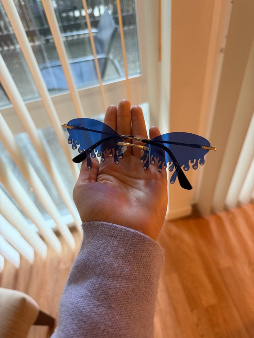 Blue Flame Rimless Sunglasses